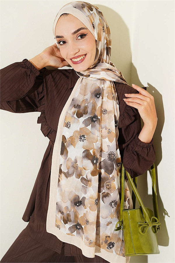 Soft Flora Bamboo Cream Scarf