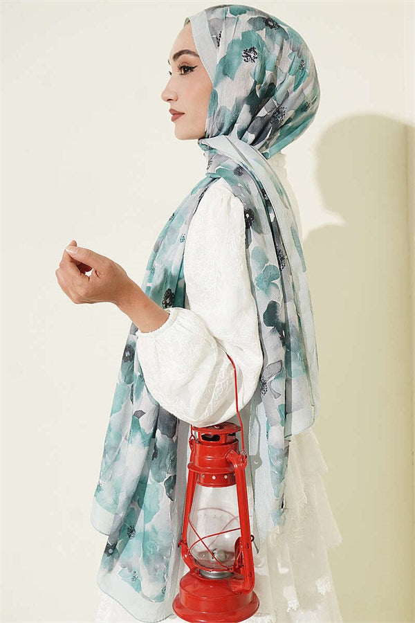 Soft Flora Bamboo Kraş Shawl Mint