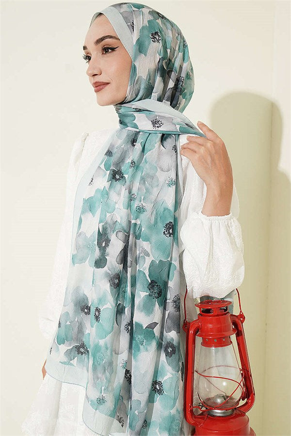Soft Flora Bamboo Kraş Shawl Mint