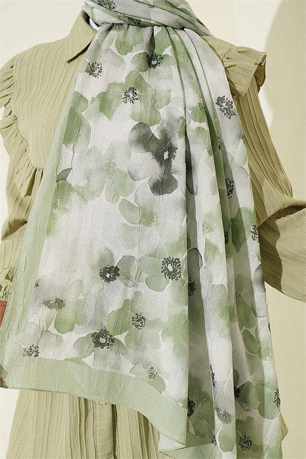 Soft Flora Bamboo Crush Scarf Aqua Green