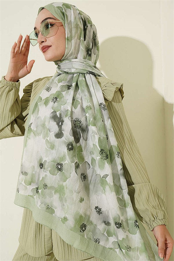 Soft Flora Bamboo Crush Scarf Aqua Green