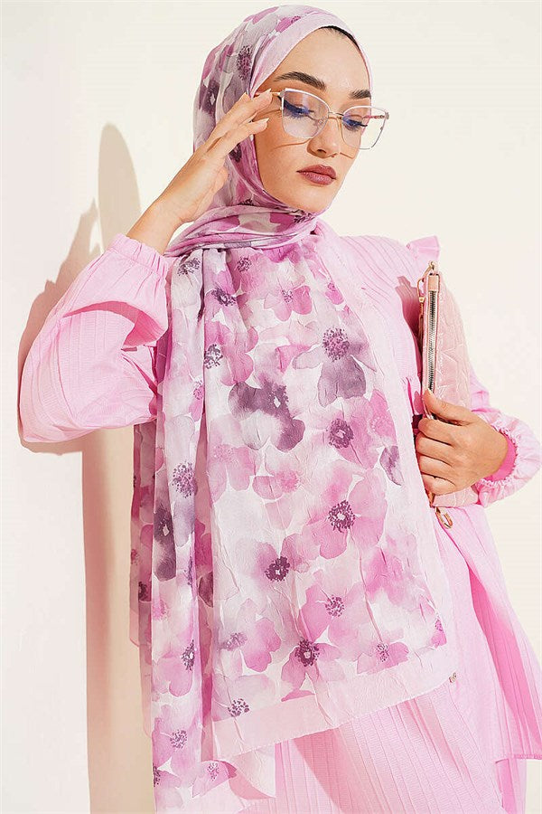 Soft Flora Bamboo Crush Scarf Dusty Pink