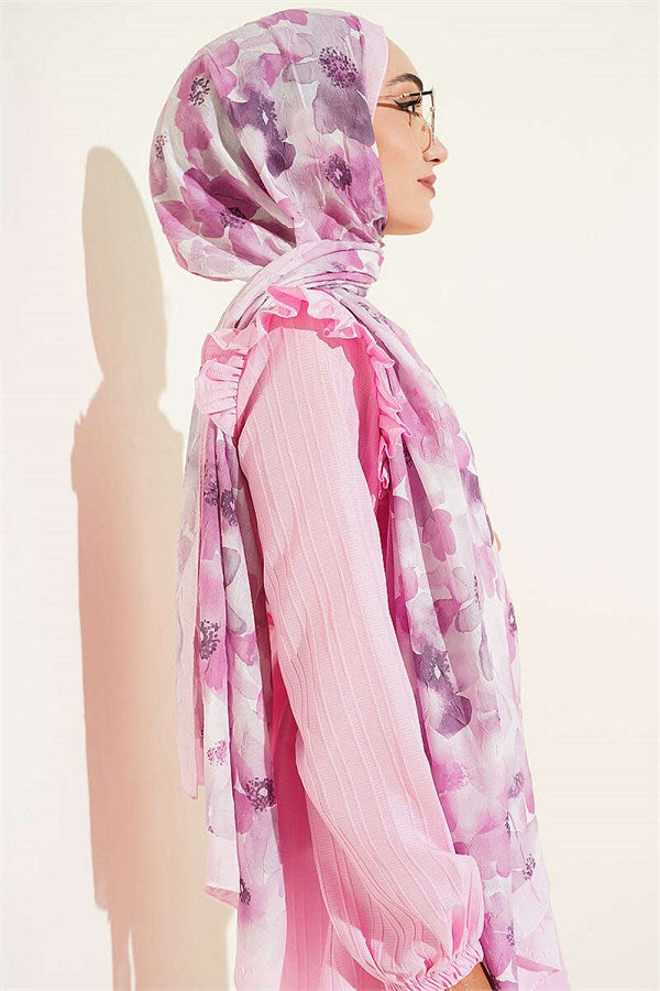 Soft Flora Bamboo Crush Scarf Dusty Pink