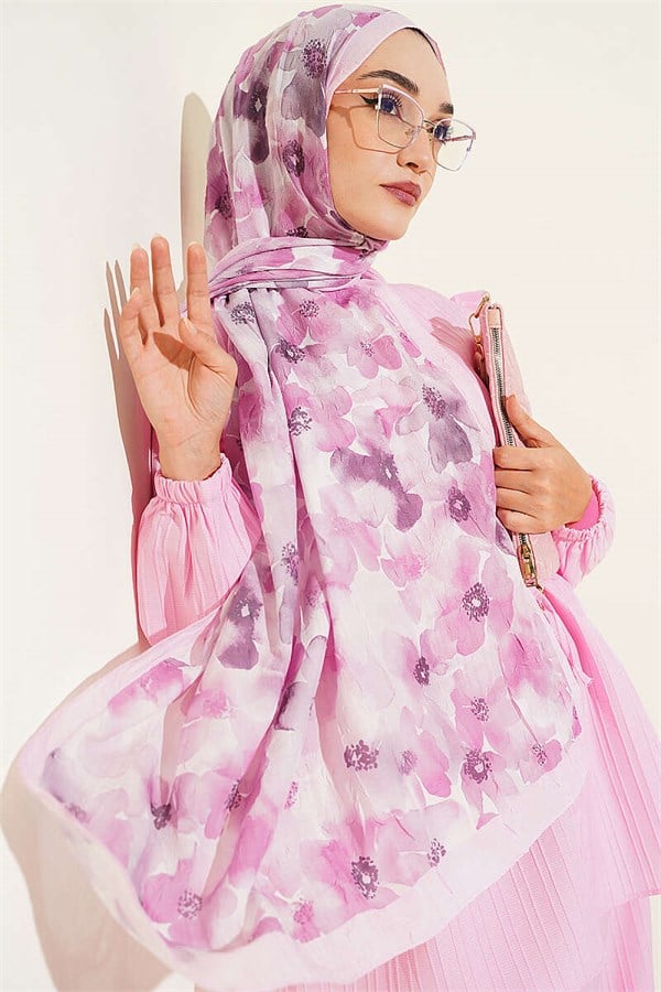 Soft Flora Bamboo Crush Scarf Dusty Pink