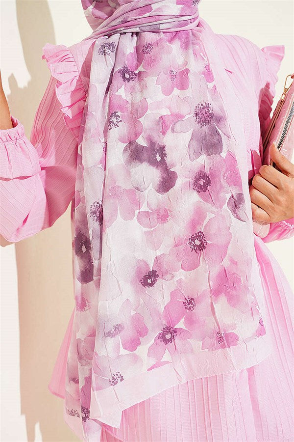 Soft Flora Bamboo Crush Scarf Dusty Pink