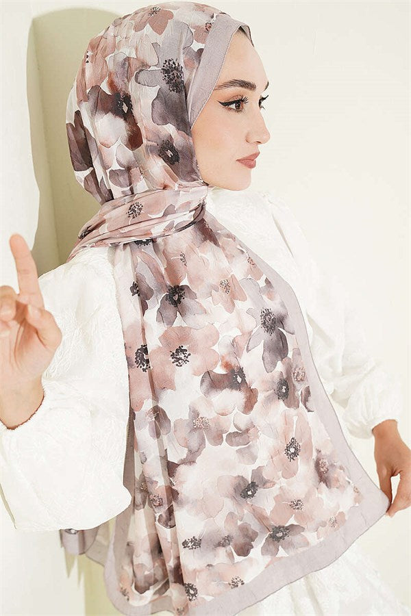 Soft Flora Bamboo Kash Shawl Mink