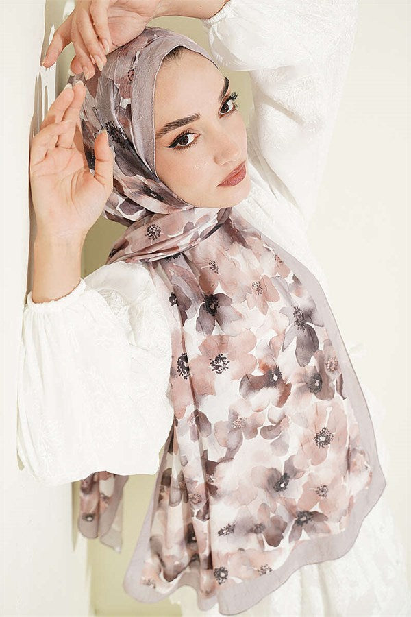 Soft Flora Bamboo Kash Shawl Mink