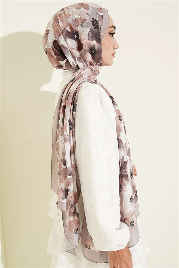 Soft Flora Bamboo Kash Shawl Mink