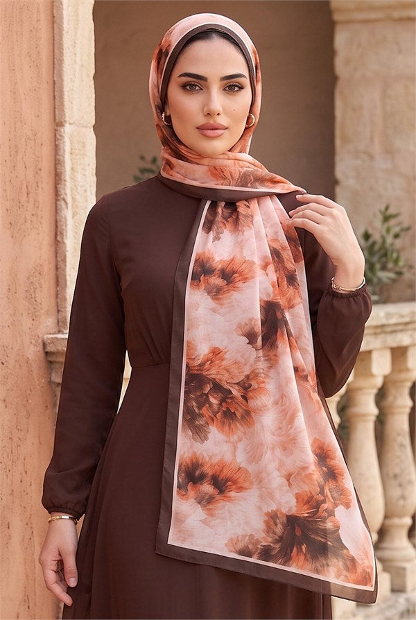 Soft Floral Shawl Series Dark Brown