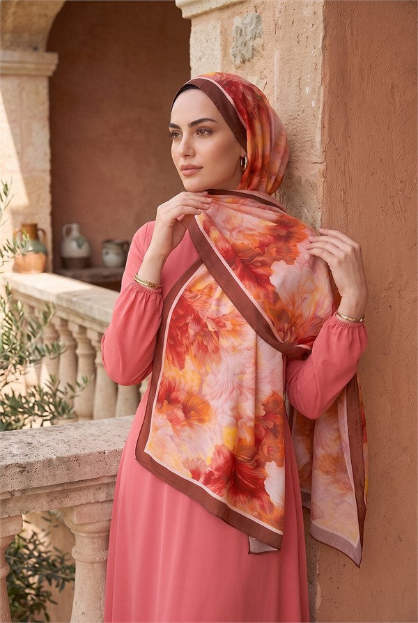 Soft Floral Scarf Series Burgundy