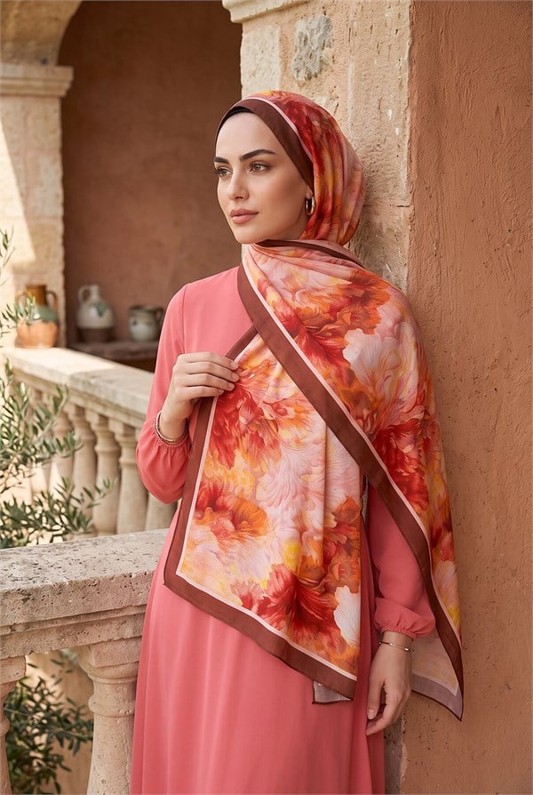 Soft Floral Scarf Series Burgundy