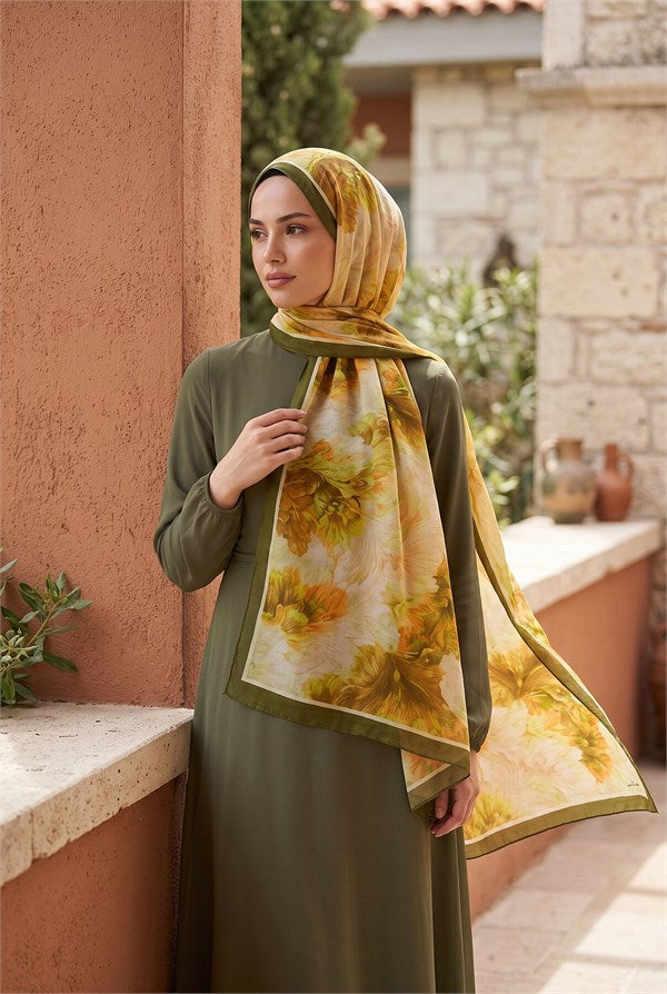 Soft Floral Scarf Series Khaki