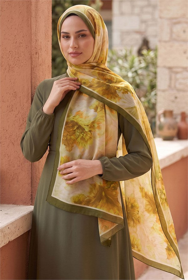 Soft Floral Scarf Series Khaki