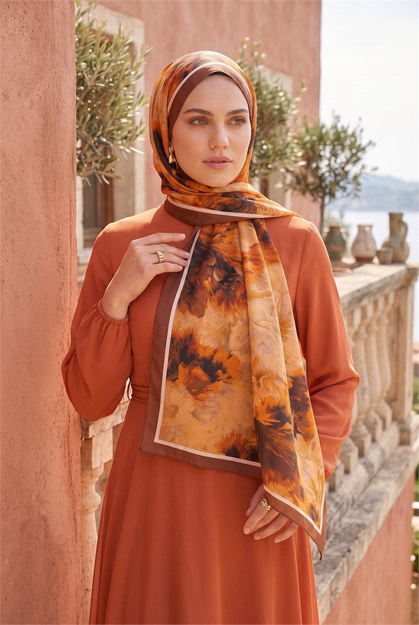 Soft Floral Scarf Series Coffee
