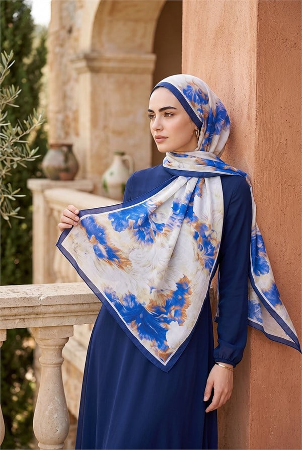 Soft Floral Scarf Series Blue