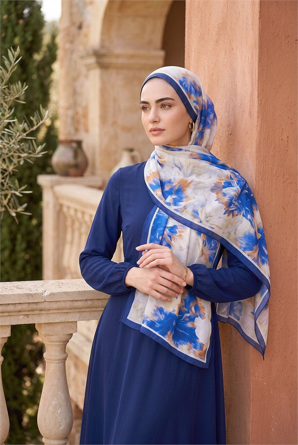 Soft Floral Scarf Series Blue