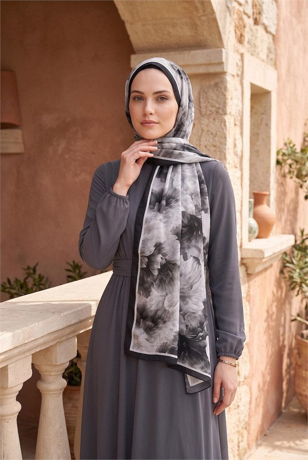 Soft Floral Scarf Series Black