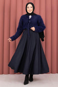 Soft Gingham Patterned Skirt Indigo