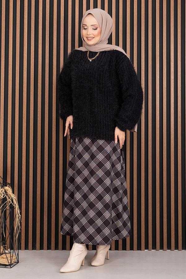 Softy Plush Textured Knit Sweater Black