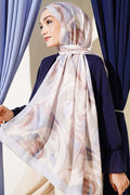 Abstract Leaf Pattern Bamboo Crash Shawl Baby Blue