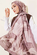 Abstract Leaf Pattern Bamboo Crush Shawl Mink