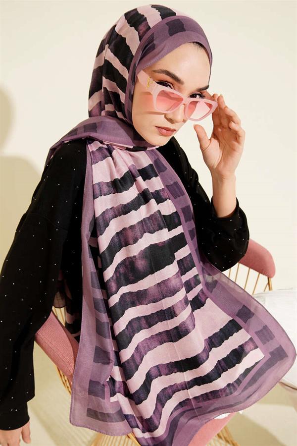 Stick Pattern Lina Shawl Lilac