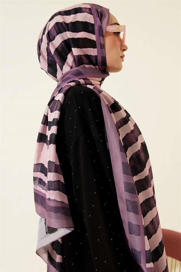 Stick Pattern Lina Shawl Lilac