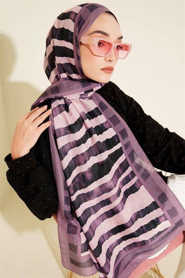 Stick Pattern Lina Shawl Lilac