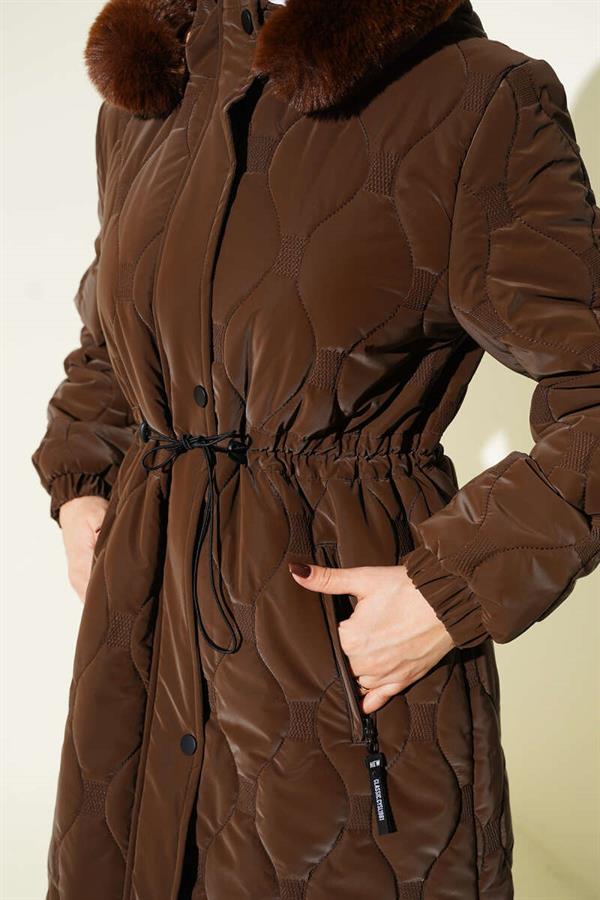 Waterway Quilted Zippered Coat Brown