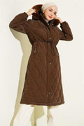 Waterway Quilted Zippered Coat Brown
