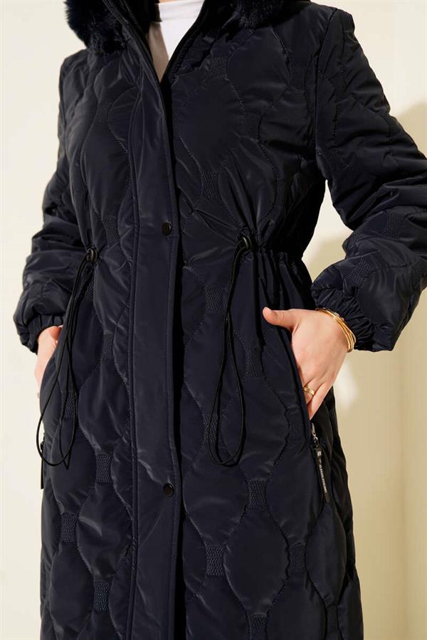 Waterway Quilted Zip-Up Jacket Navy Blue