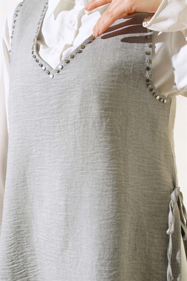  Sweater Stone Detailed 3 Piece Set Gray