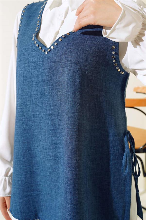  Sweater Stone Detailed 3 Piece Set Indigo