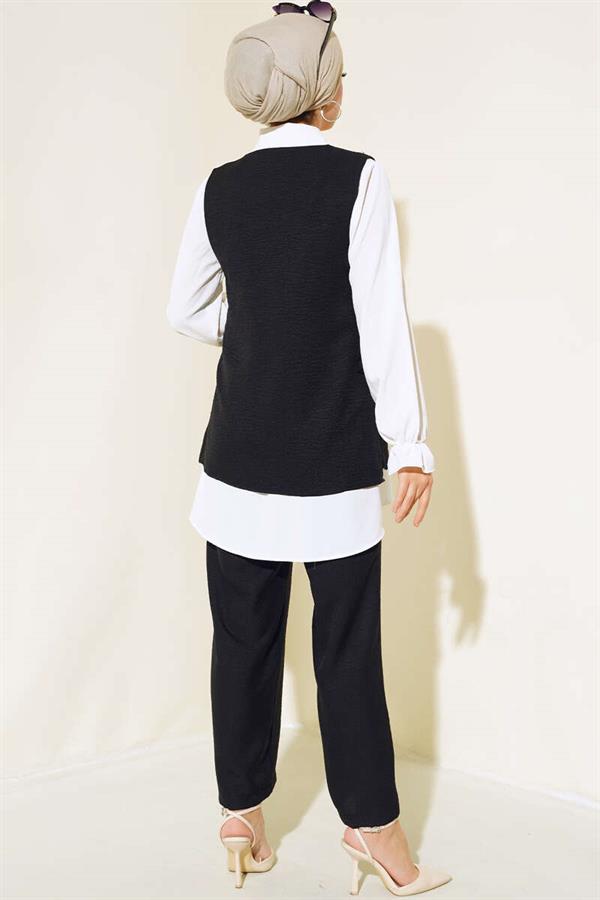  Sweater Stone Detailed 3 Piece Set Black