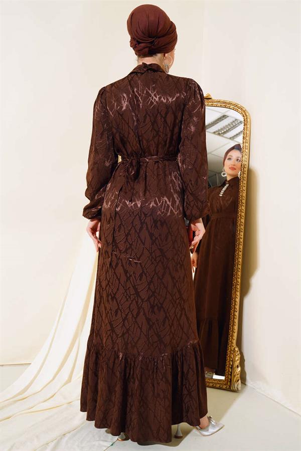 Stone Detailed Dress Brown