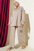 Stone Button Detailed 2 Piece Set Stone