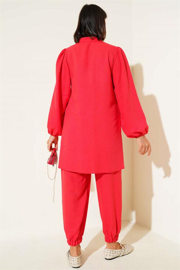 Stone Buttoned 2 Piece Set Alizarin