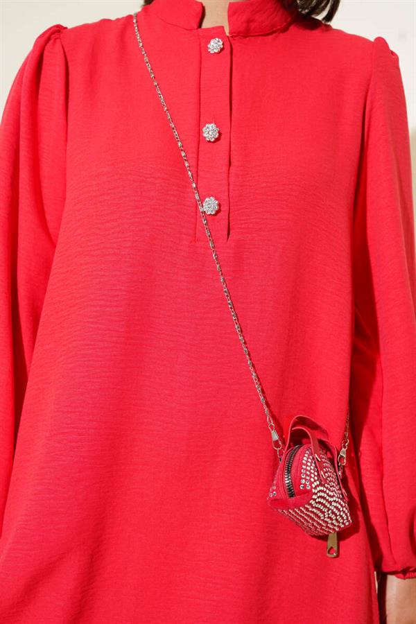 Stone Buttoned 2 Piece Set Alizarin