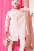 Long Tunic with Stone Buttons, Pink