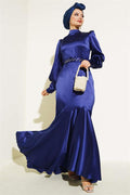 Stone Belted Dress Navy Blue