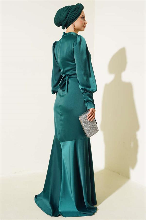  Stone Belted Dress Emerald