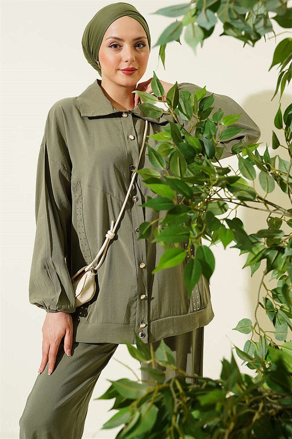 Stone Striped Modal 2 Piece Set, Khaki