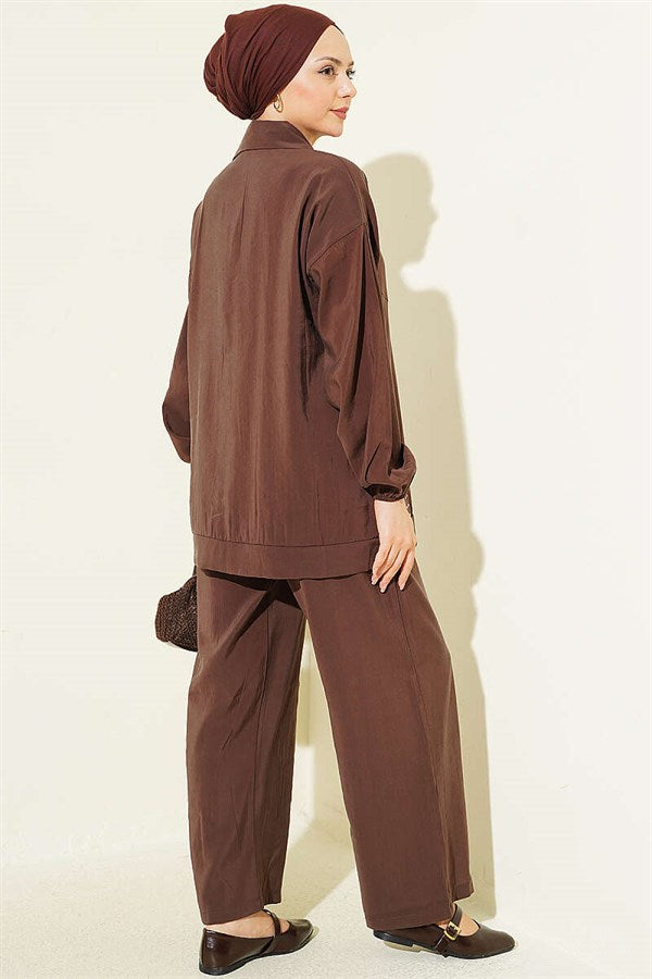 Stone Striped Modal 2 Piece Set, Coffee