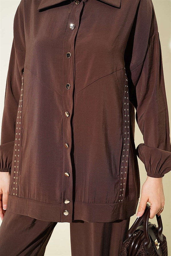 Stone Striped Modal 2 Piece Set, Coffee