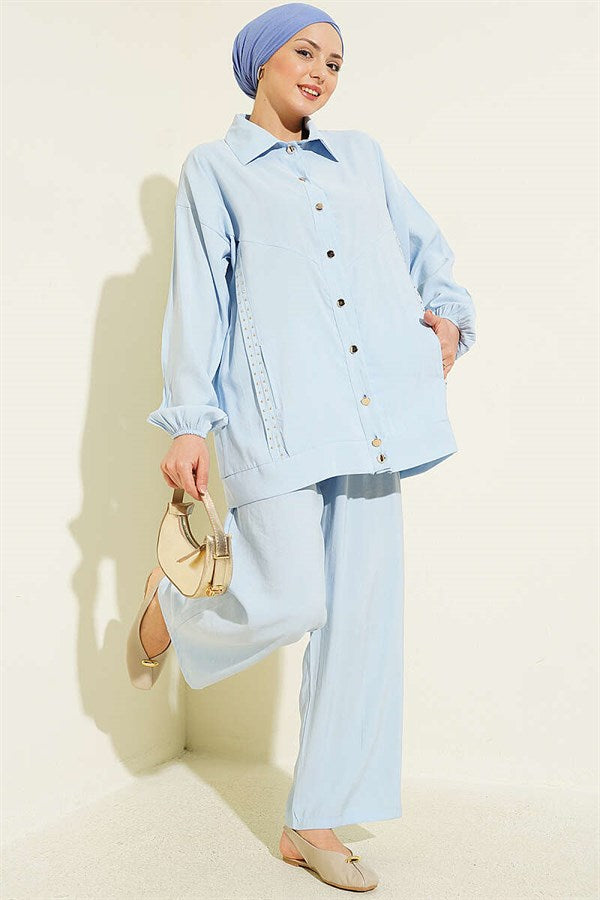 Stone Striped Modal 2 Piece Set, Blue