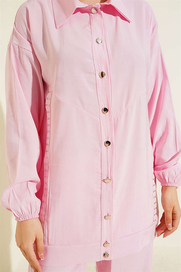 Stone Trimmed Modal 2 Piece Set Pink