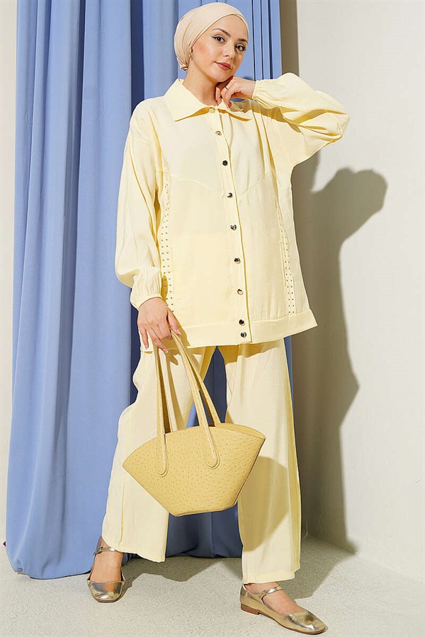 Stone Striped Modal 2 Piece Set Yellow