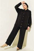 Stone Trimmed Modal 2 Piece Set, Black