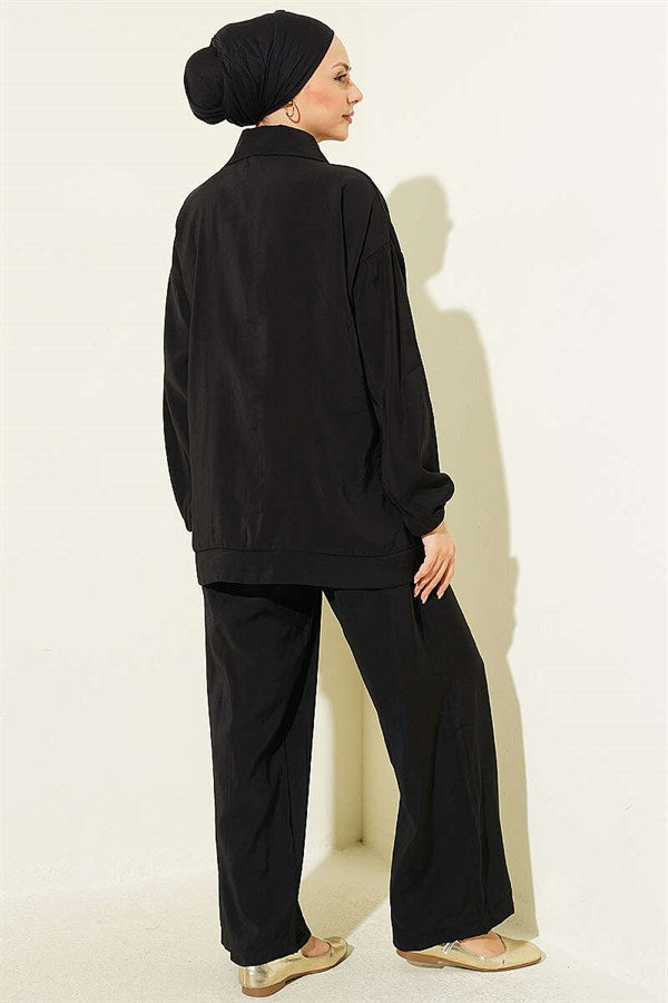 Stone Trimmed Modal 2 Piece Set, Black