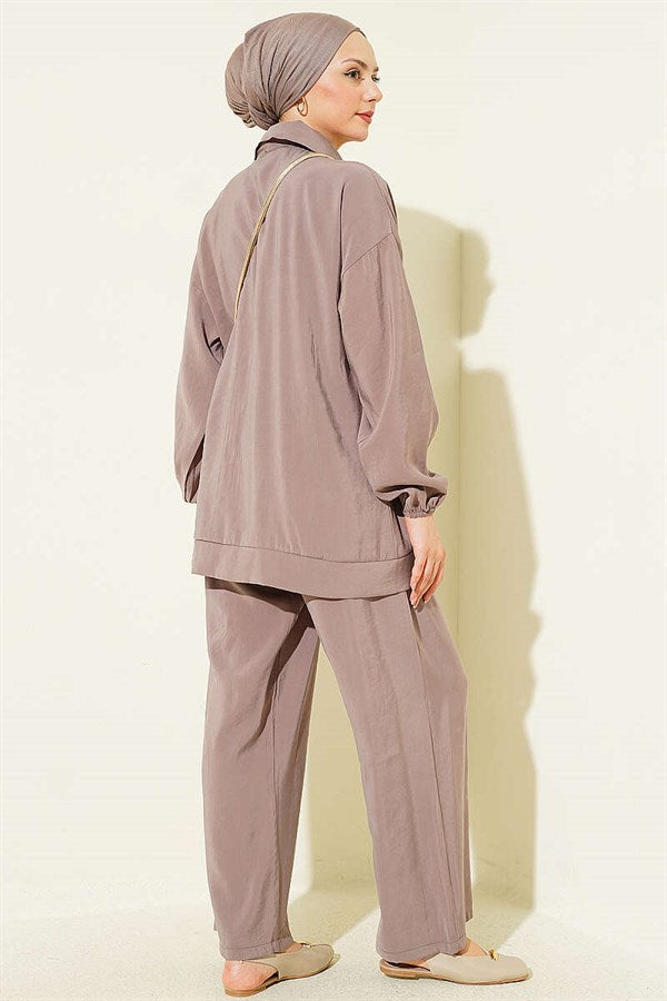 Stone Striped Modal 2 Piece Set in Mink